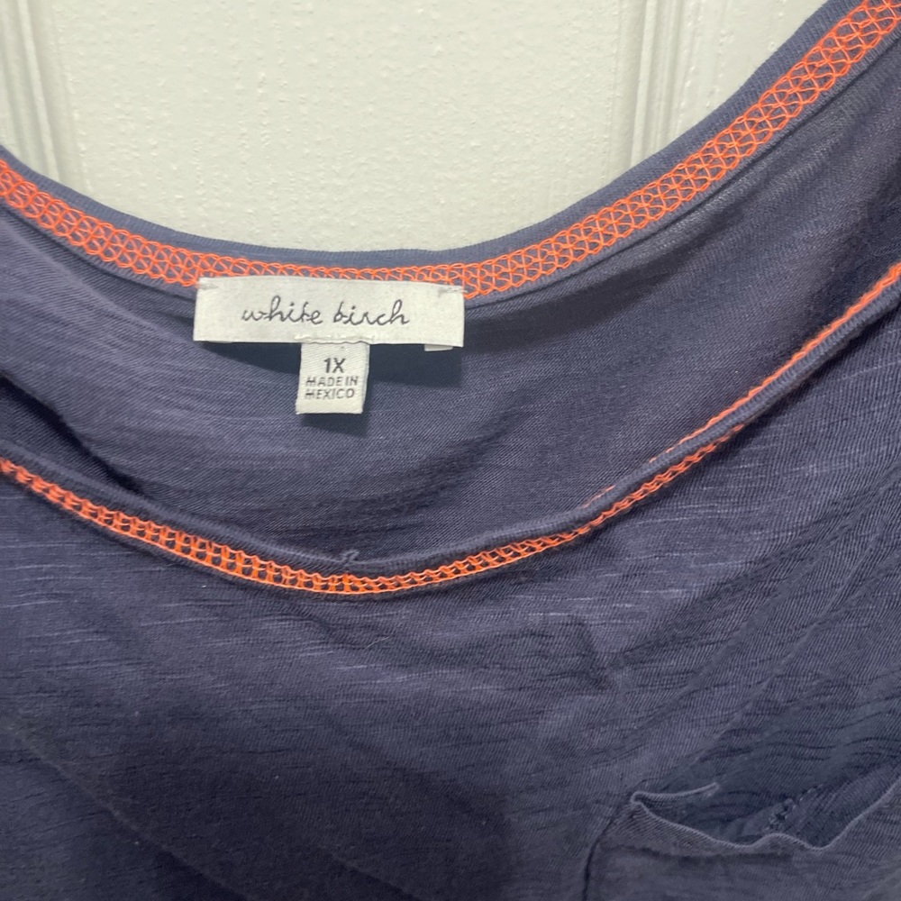 White Birch Boxy Blue shortSleeve Blouse - Picture 4 of 11